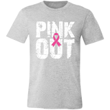 Graphic t-shirt with the words "Pink Out" in distressed white font.