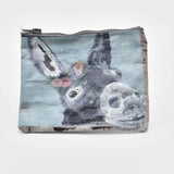 Donkey zipper wallet with a hand-drawn donkey in a floral headband.