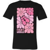 graphic tshirt wiht boho flowers and boxing gloves with the words, "fight cancer".